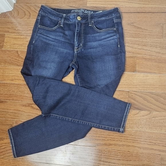 American Eagle Jeans Super Stretch 12 Short Jegging Dark Blue Jeans Bottoms - Picture 6 of 8